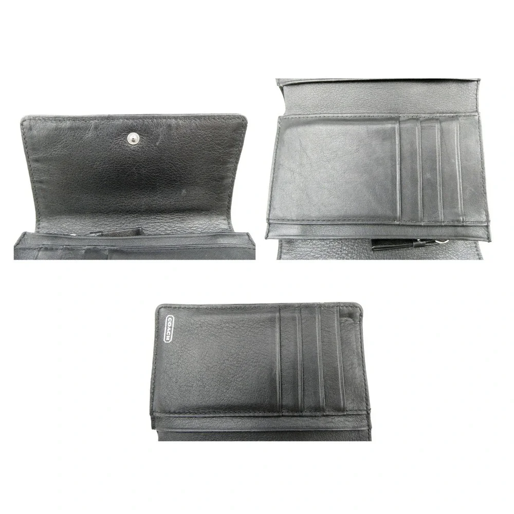 Coach Black Leather Medium Trifold Wallet